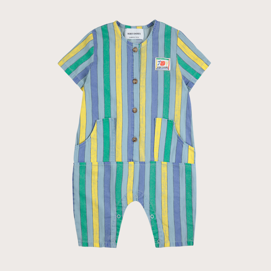 Bobo Choses Denim multicolour stripes romper
