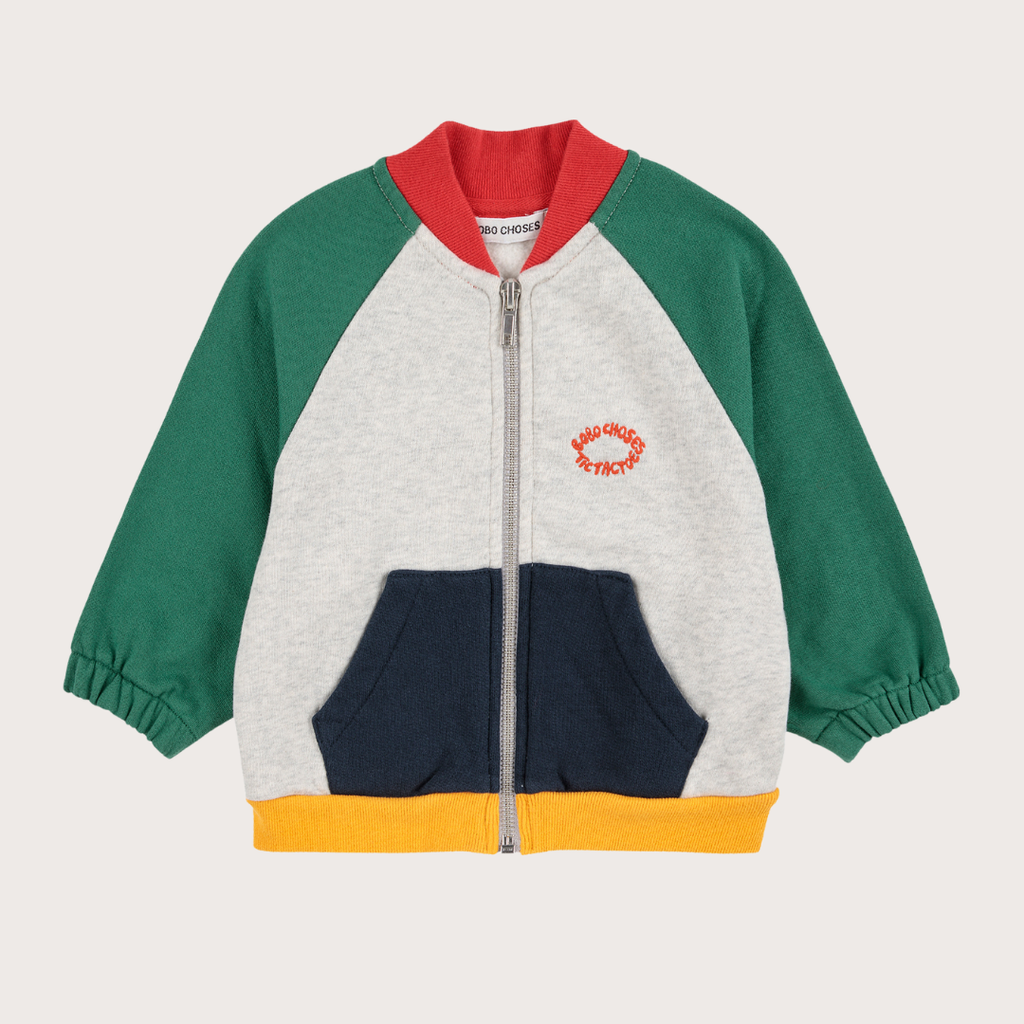 Bobo Choses Grey colour block zipped jacket