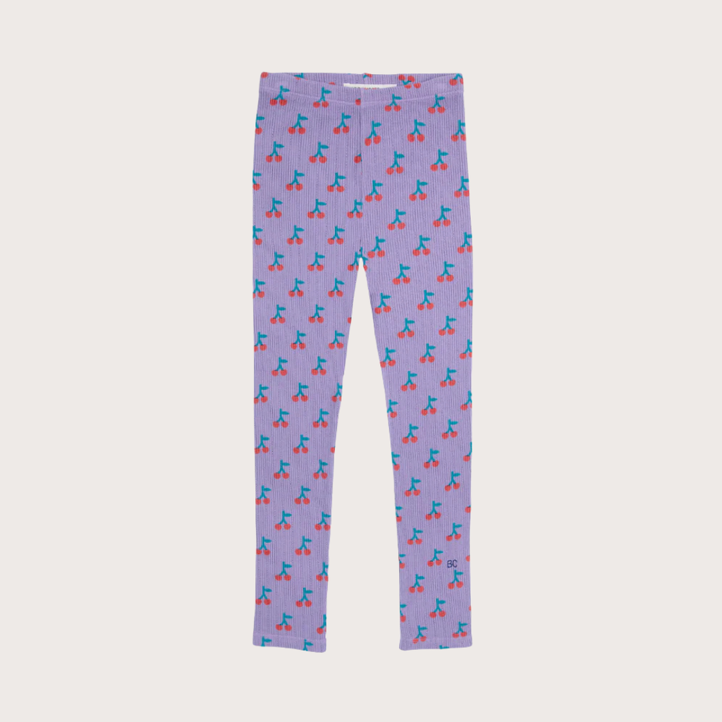 Bobo Choses Purple cherry ribbed leggings