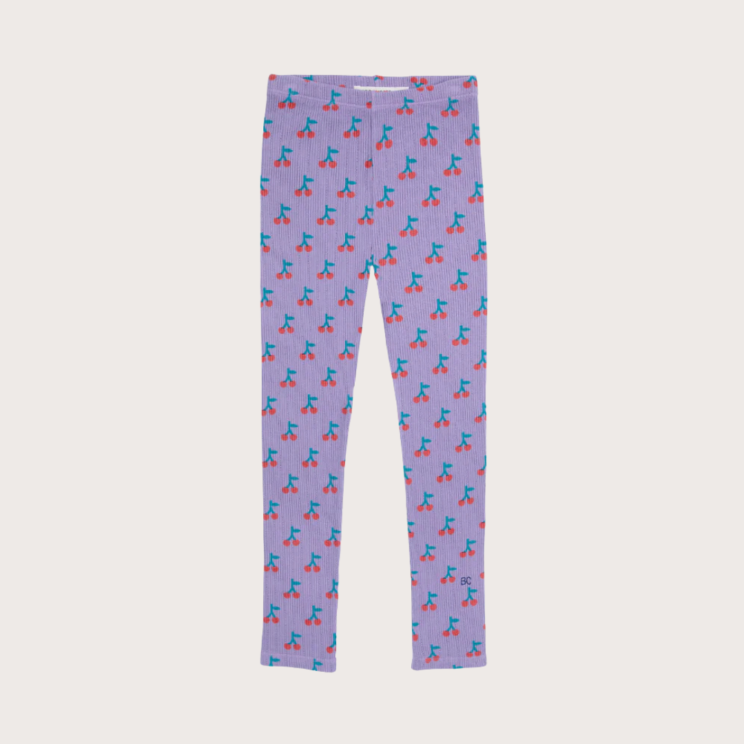 Bobo Choses Purple cherry ribbed leggings