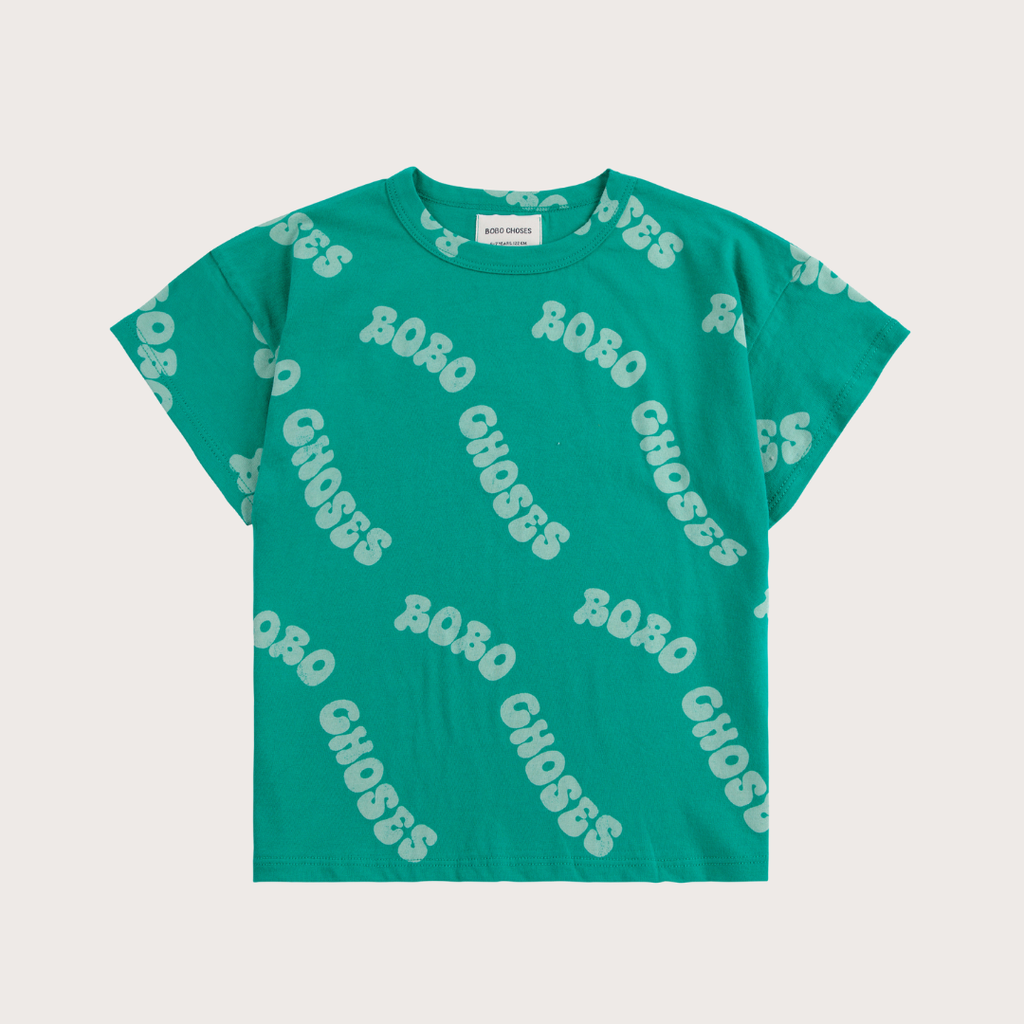 Bobo Choses Teal wavy print t-shirt