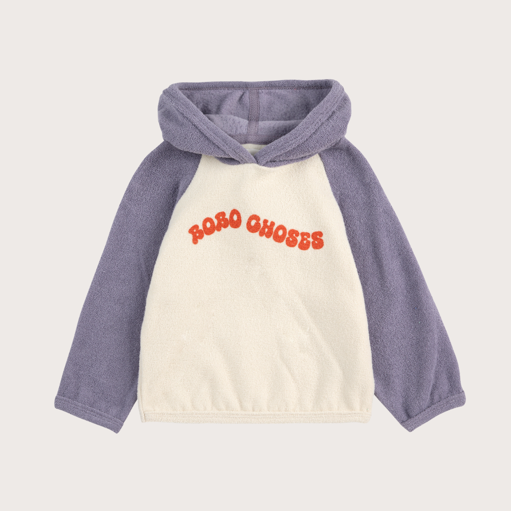 Bobo Choses White and navy terry cloth hoodie
