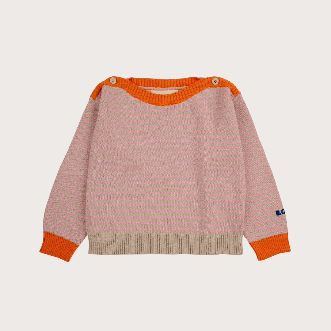 Bobo Choses Pink striped baby jumper