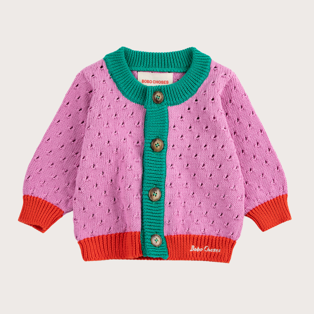 Purple colour block cardigan