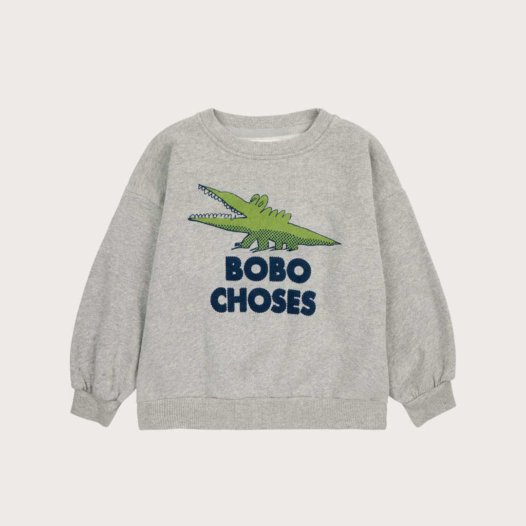 Bobo Choses Grey talking crocodile sweatshirt