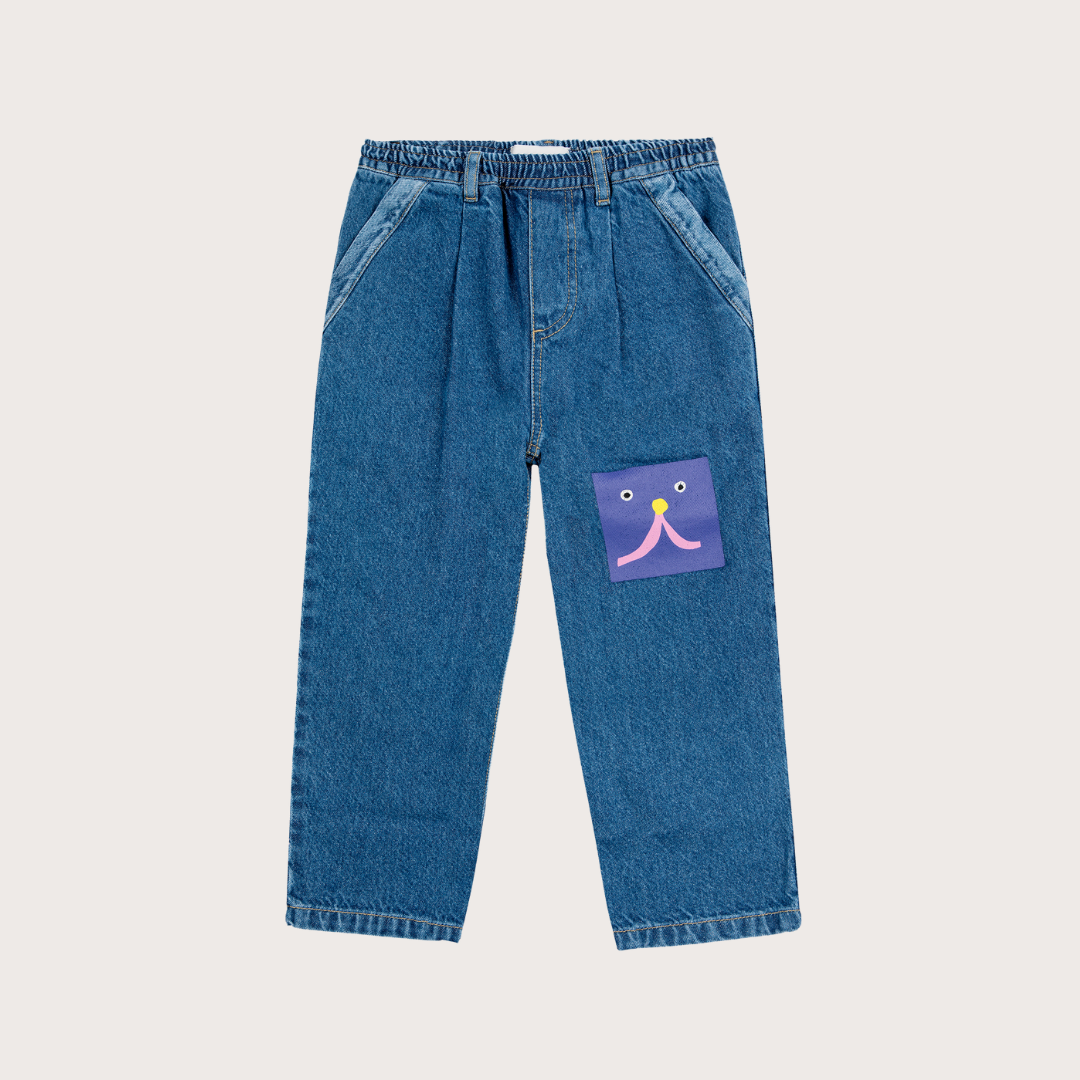 Bobo Choses Funny face denim joggers