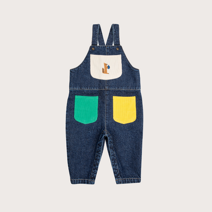 Bobo Choses Denim hungry squirell dungarees