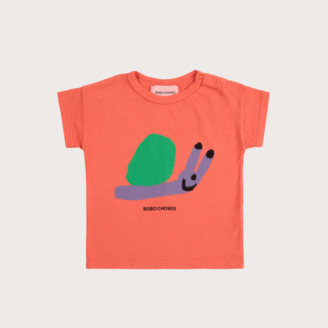 Bobo Choses Pink funny snail t-shirt