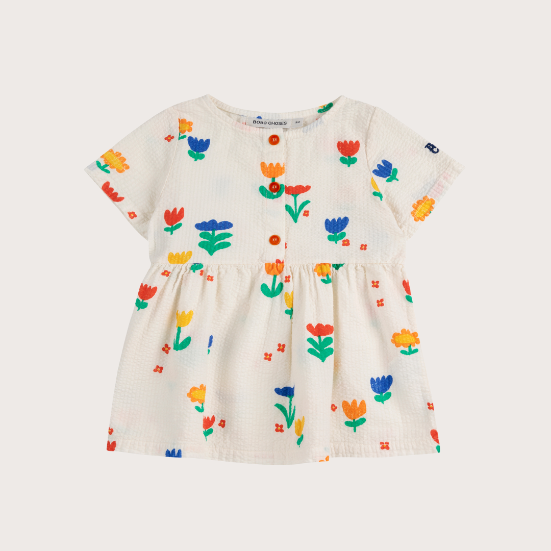 Bobo Choses Cream garden party woven dress