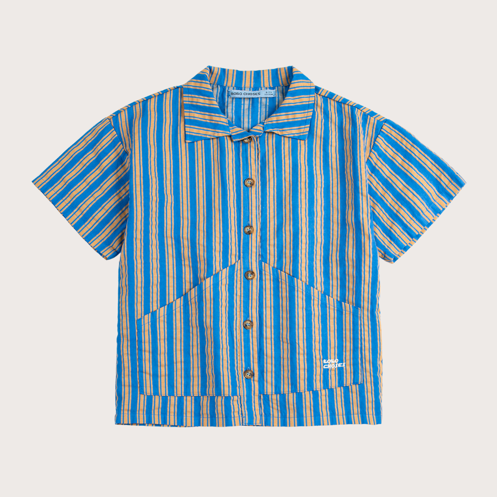 Bobo Choses Blue hairline kids woven shirt