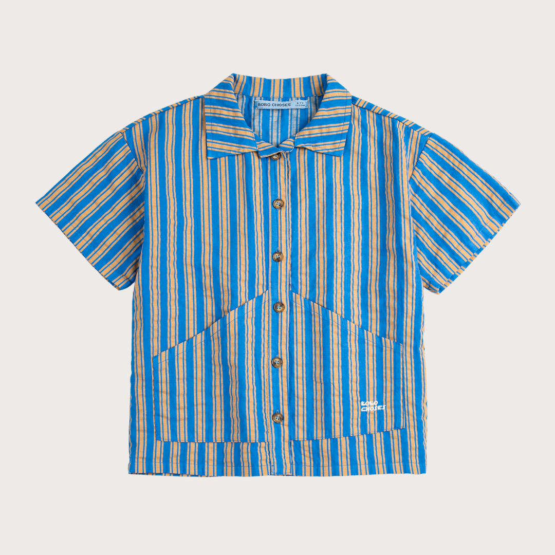 Bobo Choses Blue hairline kids woven shirt