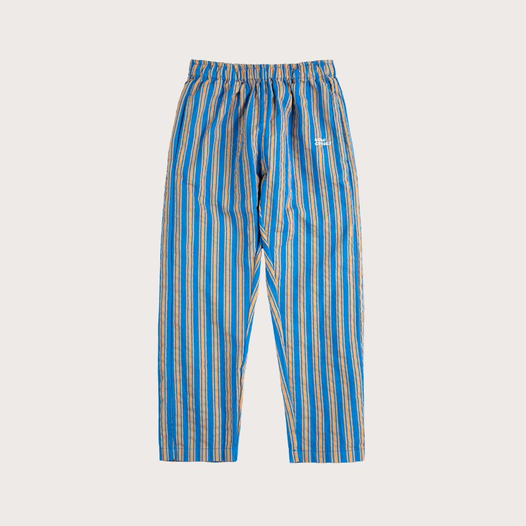 Bobo Choses Blue hairline stripe kids woven trousers
