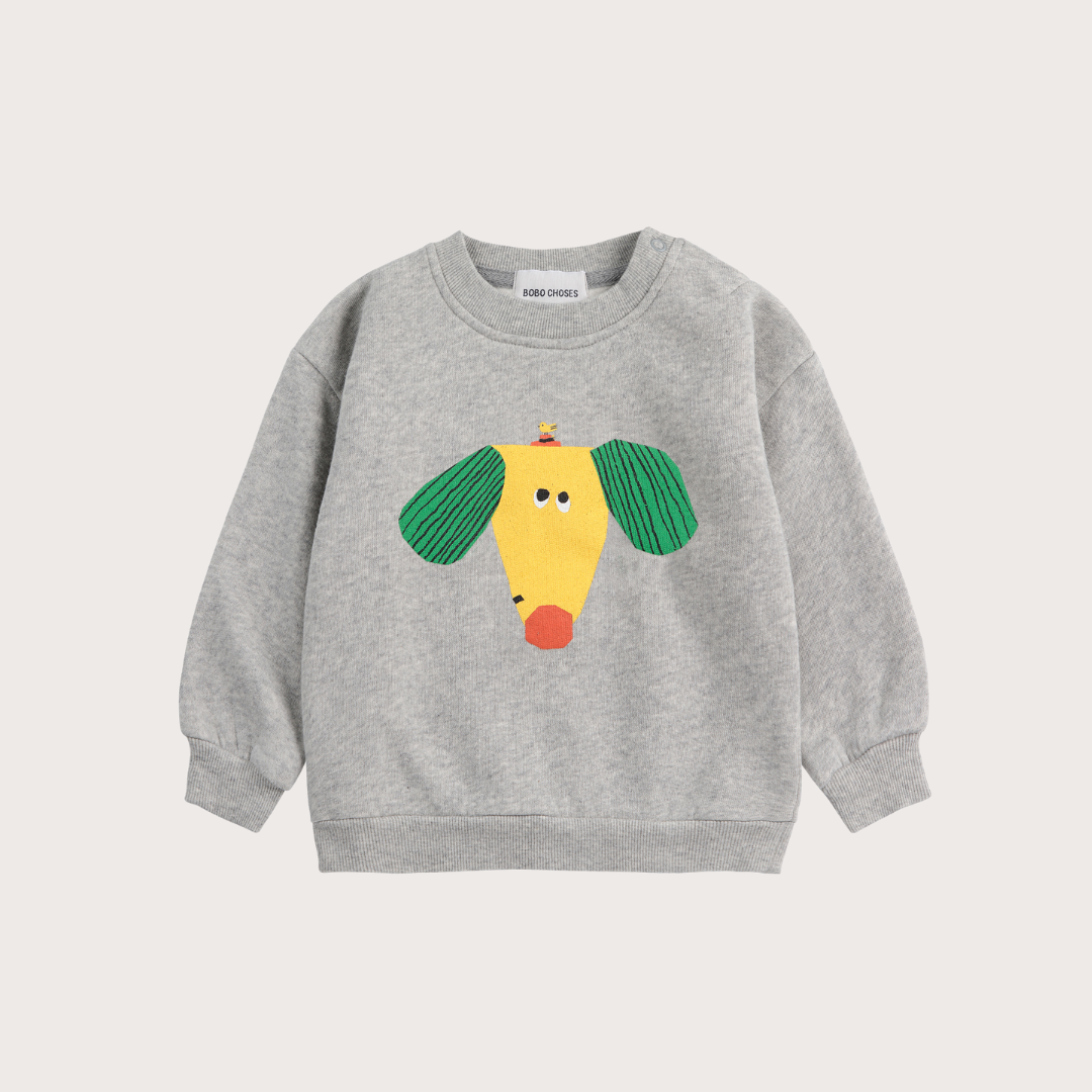 18m Bobo Choses Grey happy dog sweatshirt