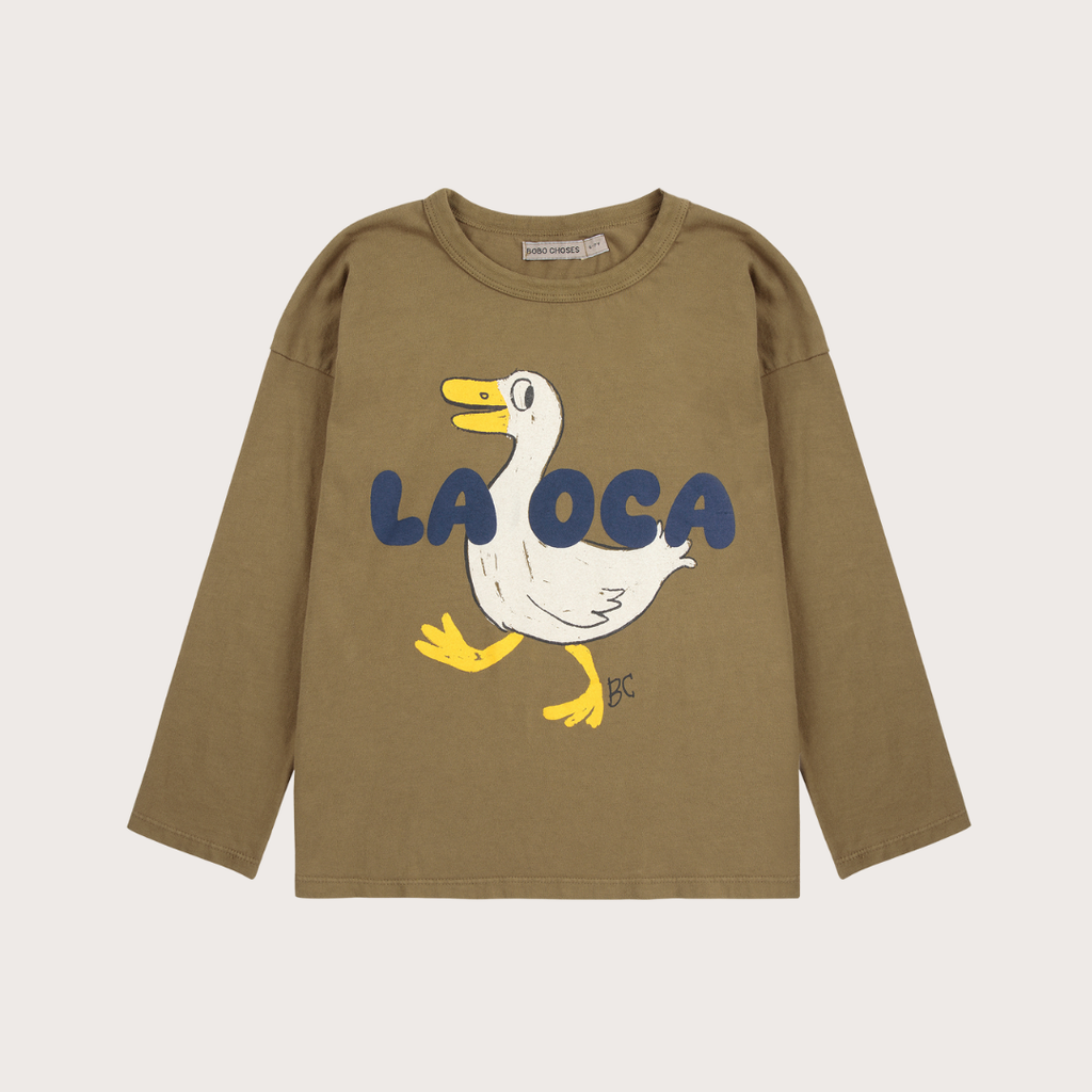 Bobo Choses Brown la oca print long sleeve t-shirt