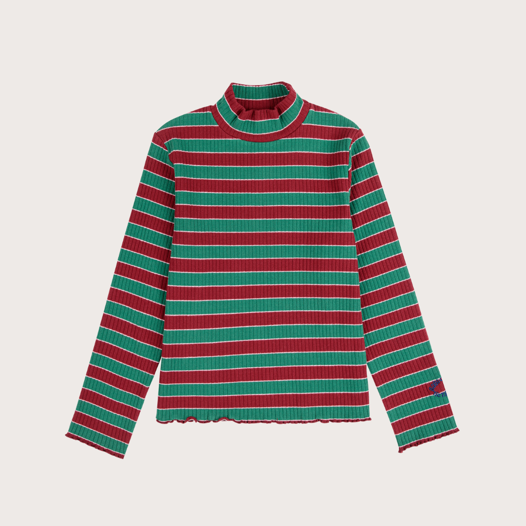 Bobo Choses Multi stripe turtle neck long sleeve t-shirt
