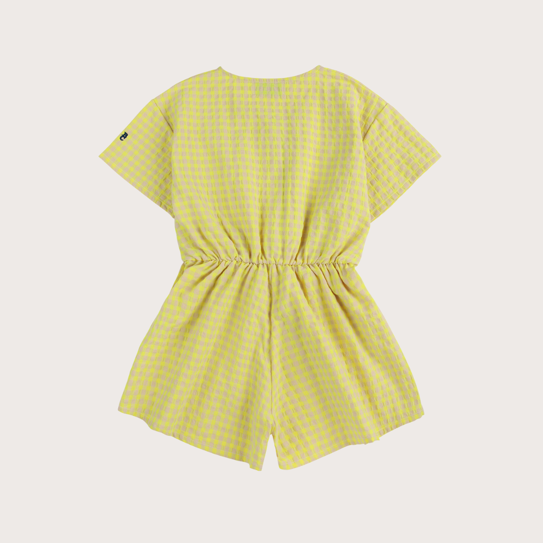 Bobo Choses Yellow vichy woven playsuit