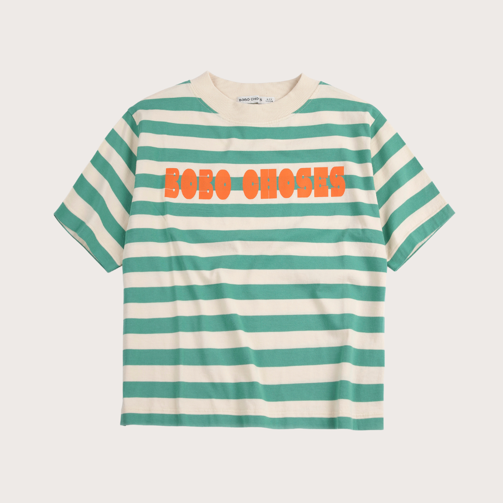 Bobo Choses Green striped modern t-shirt