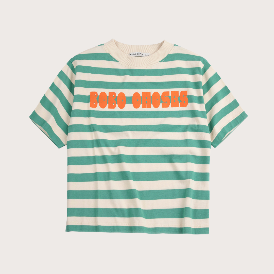 Bobo Choses Green striped modern t-shirt