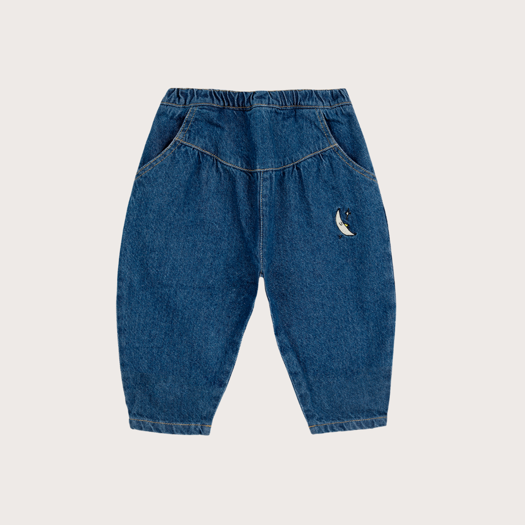 Bobo Choses Denim moon print baggy trousers