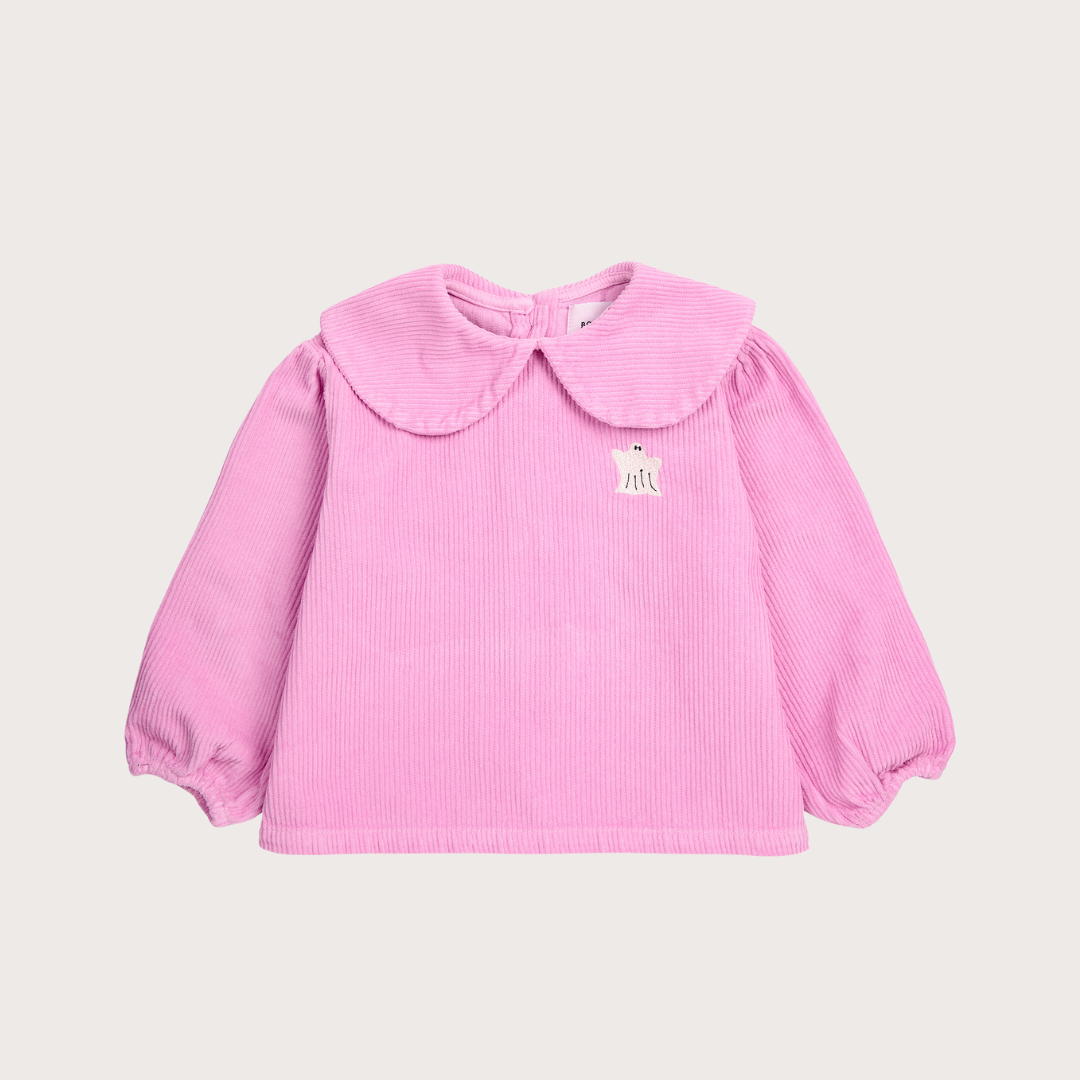 Pink corduroy oversized collar blouse