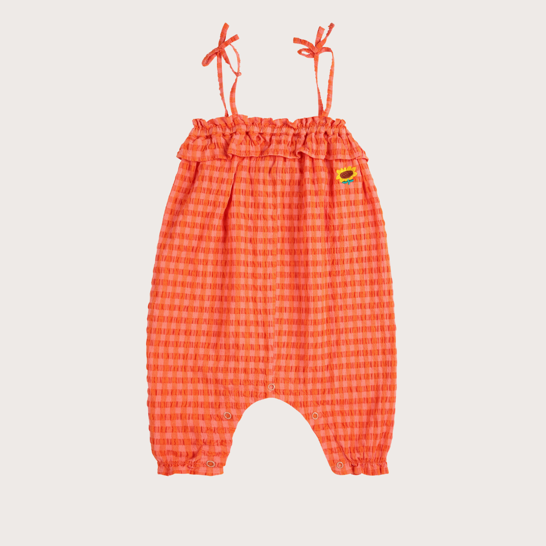 Bobo Choses Pink vichy woven overalls