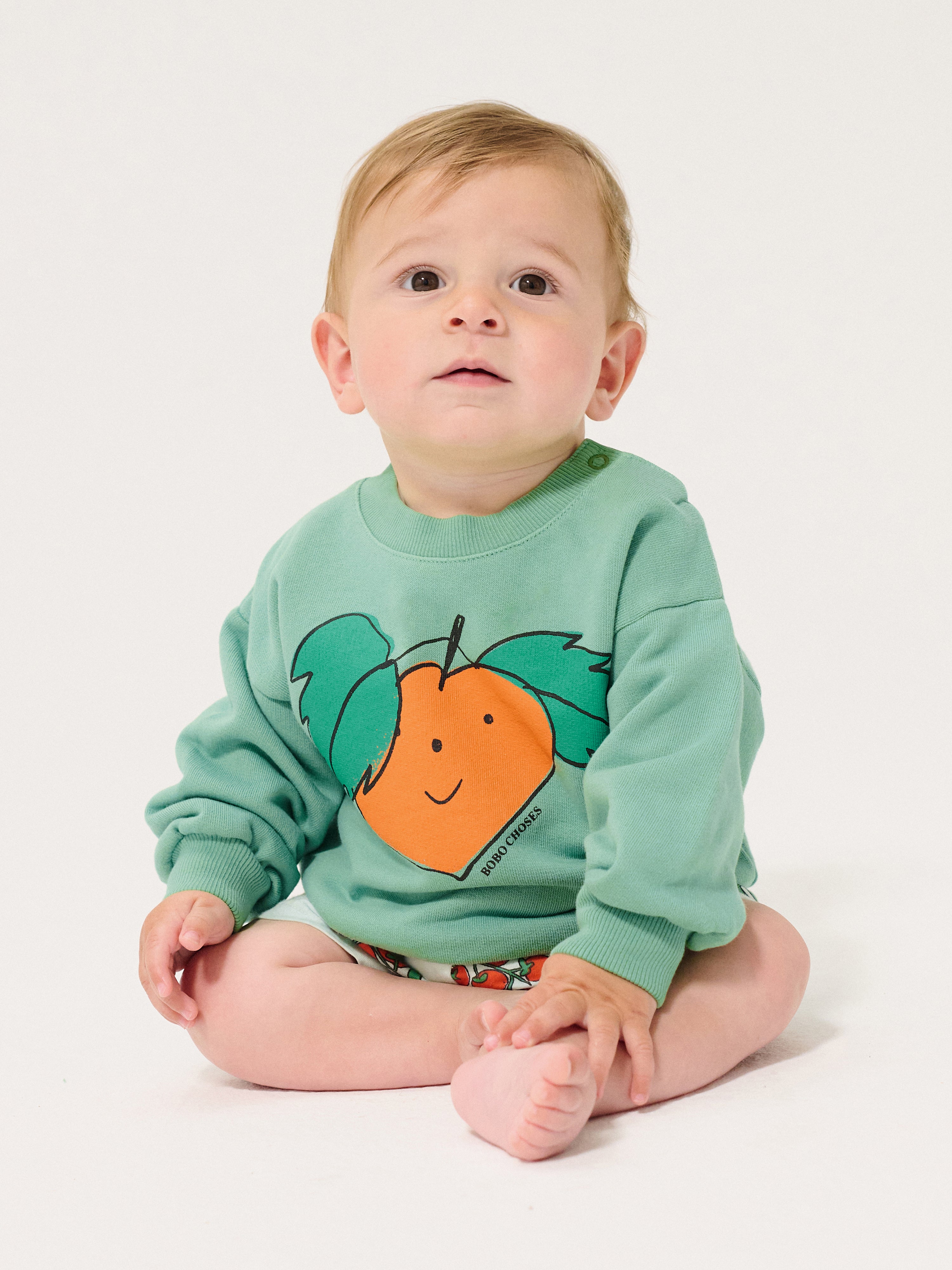 bobo choses Green tangerine print sweatshirt 18M