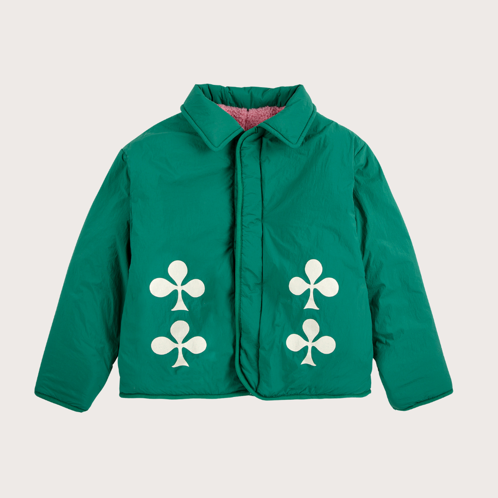 Bobo Choses Green clover reversible sheepskin jacket