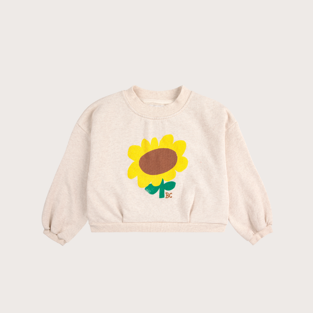 Bobo Choses Cream sunflower cropped sweatshirt