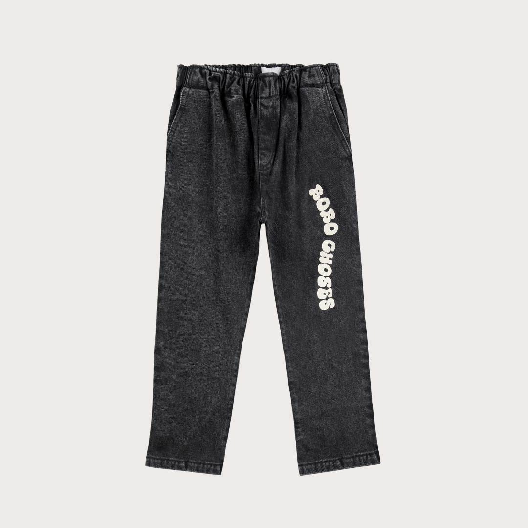 Bobo Choses Dark grey wavy denim trousers
