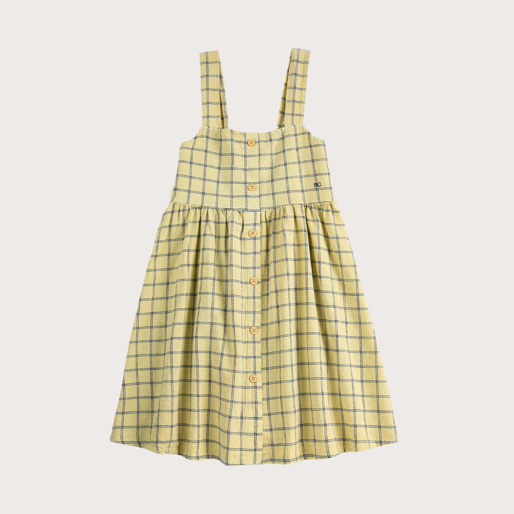 Bobo Choses Yellow spicy window pane woven dress