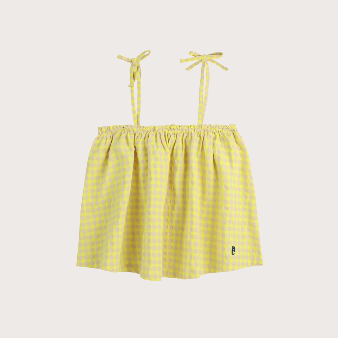 Yellow vichy strappy woven top