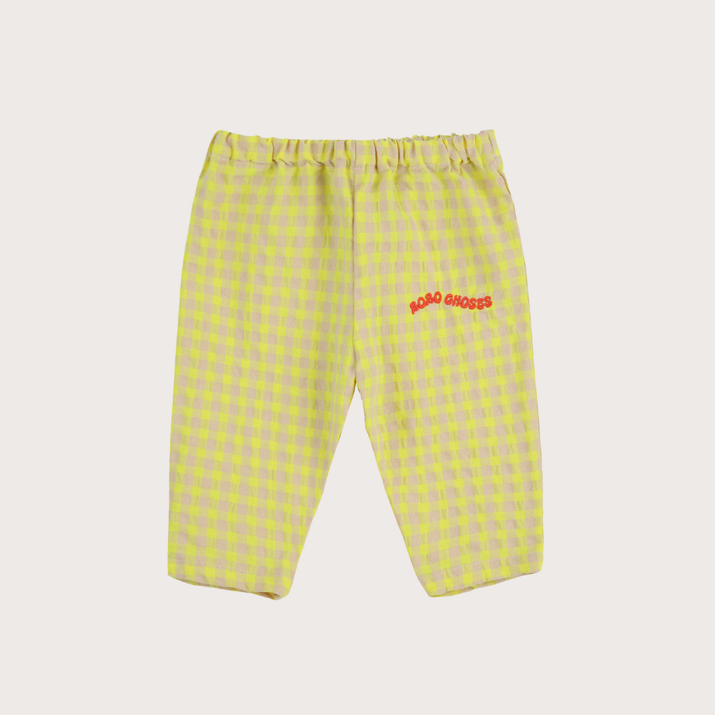 Bobo Choses Yellow baby vichy woven trousers