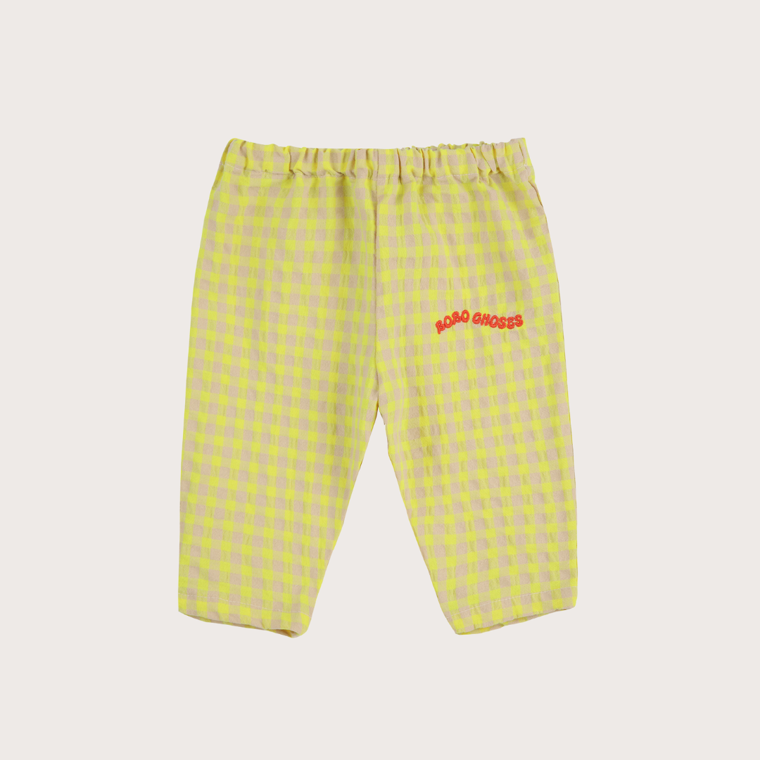 Bobo Choses Yellow baby vichy woven trousers