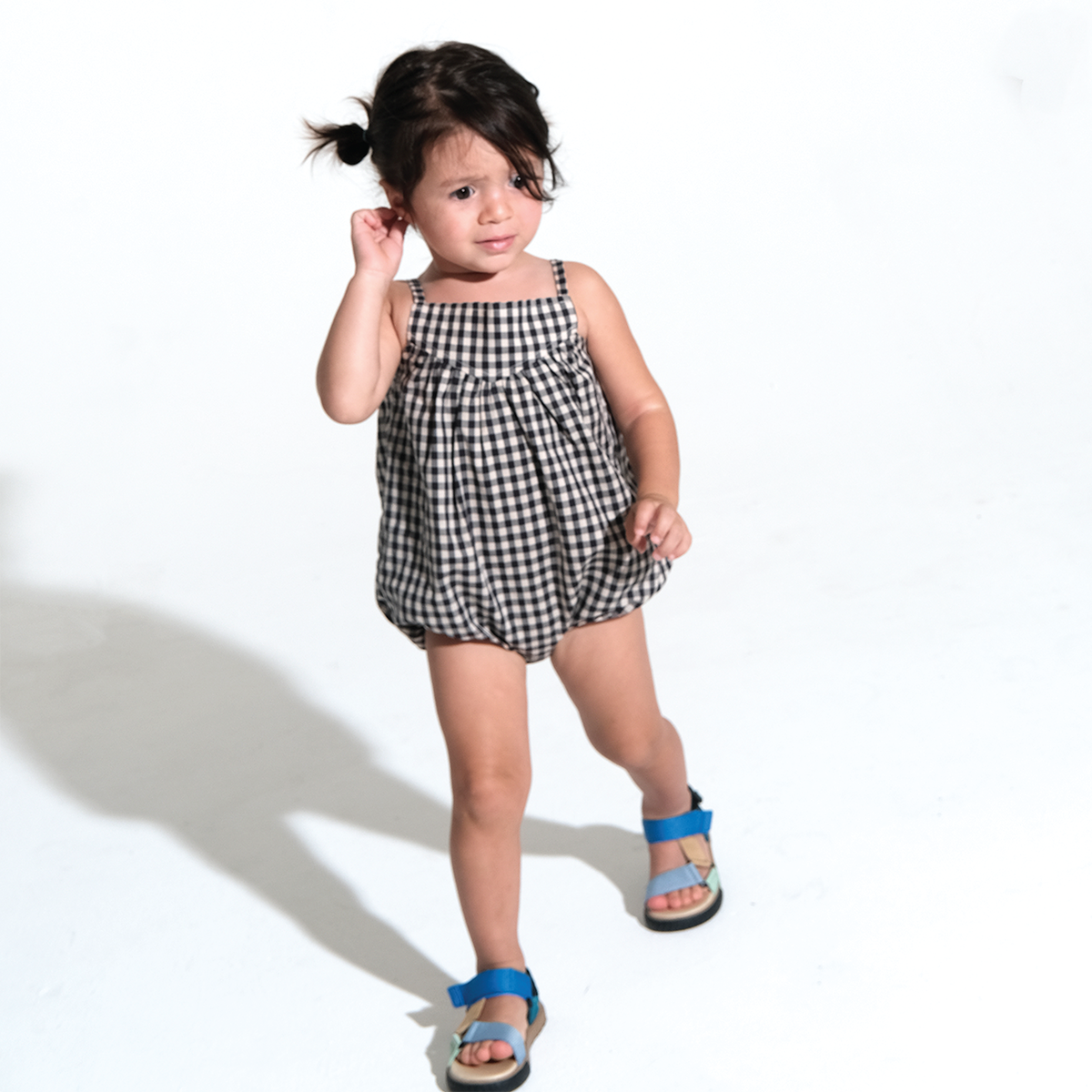 Esther Gingham balloon onesie