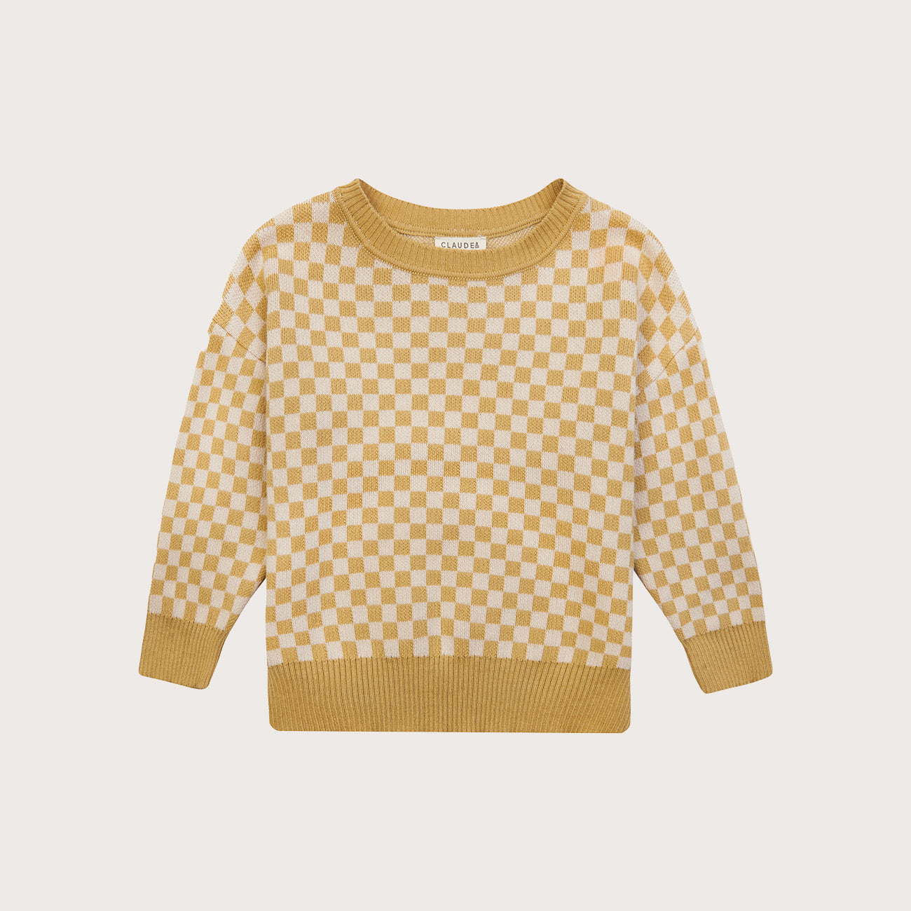 Claude and co yellow checkerboard jumper