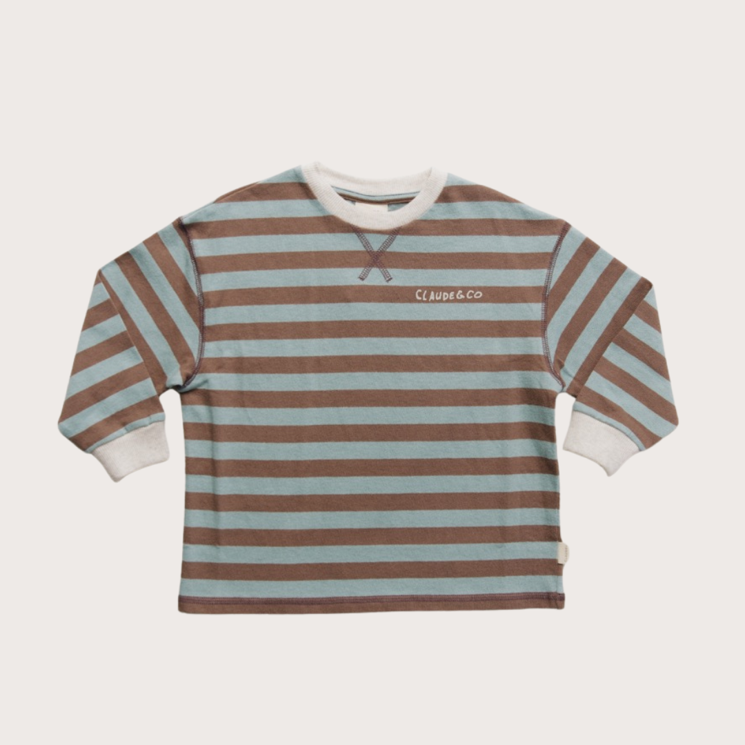 Claude & Co Choc stripe long sleeve tee