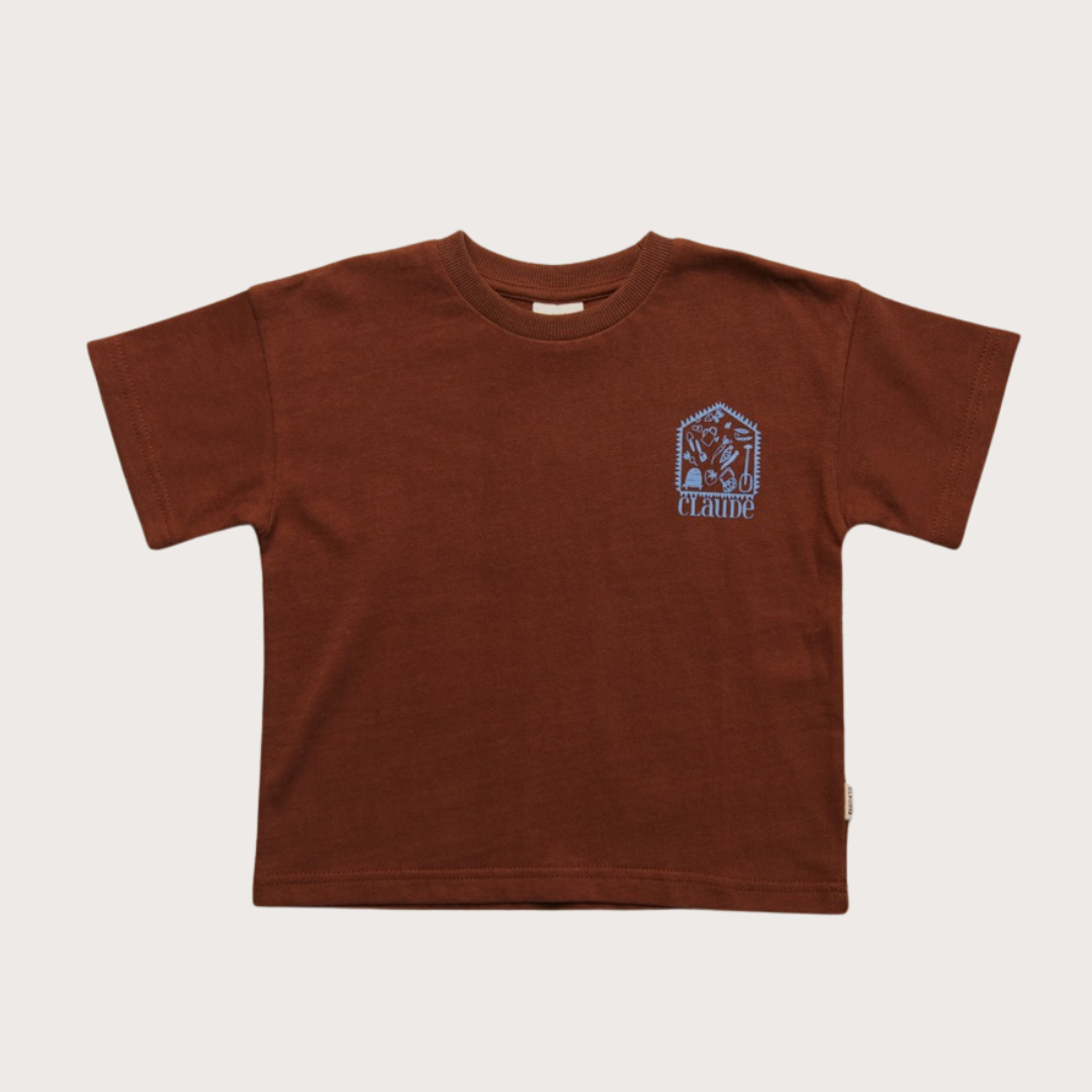 Claude & Co Mocha shed print tee