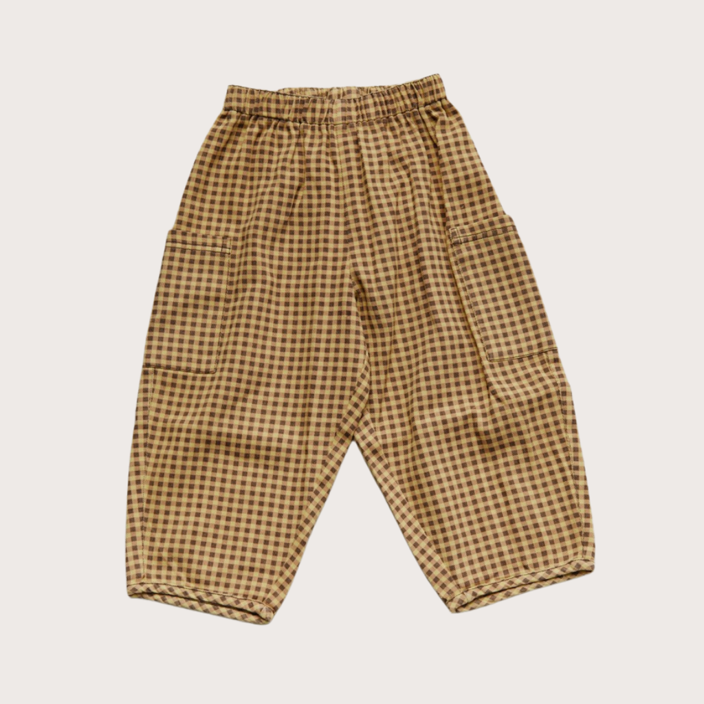 Claude & Co Ochre gingham barrel trousers