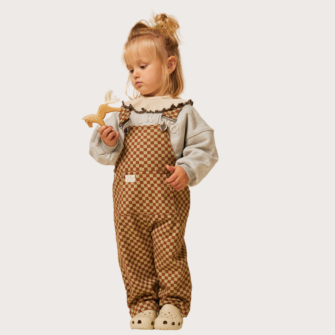 Claude & Co Brick checkerboard dungarees