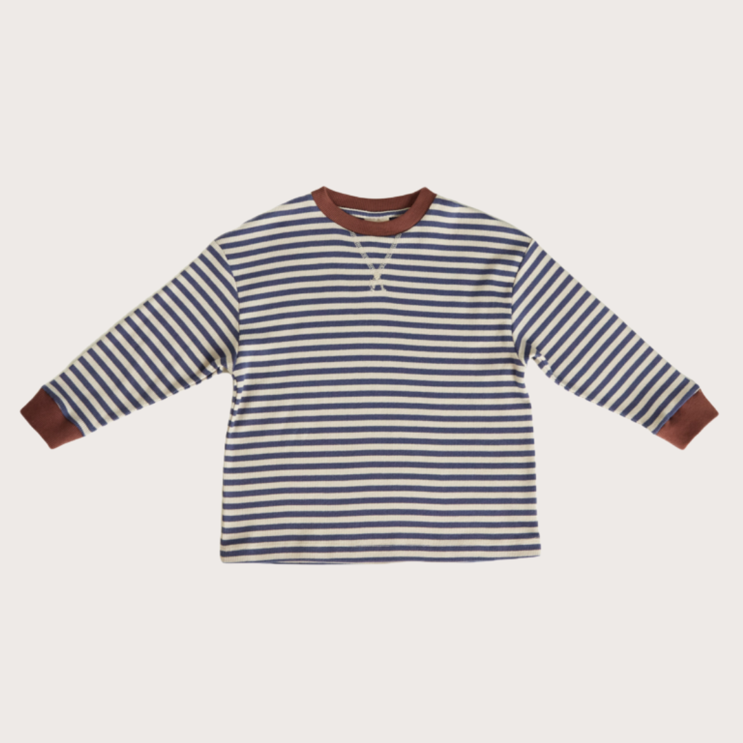 Claude & Co Navy ribbed striped long sleeve t-shirt