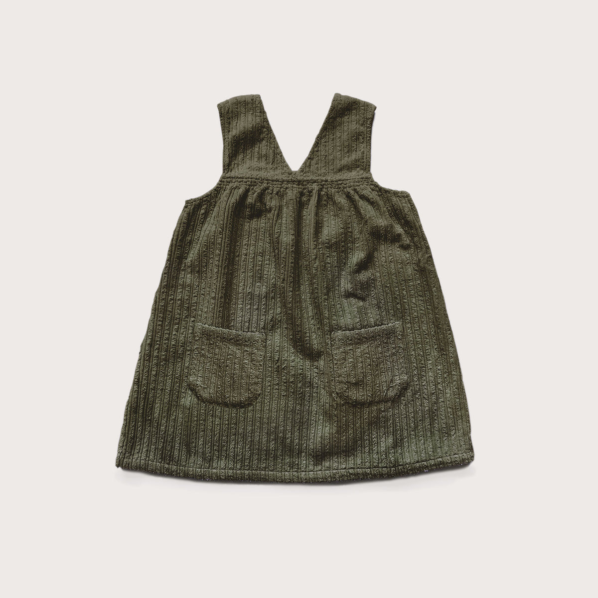 Chunky corduroy khaki dress