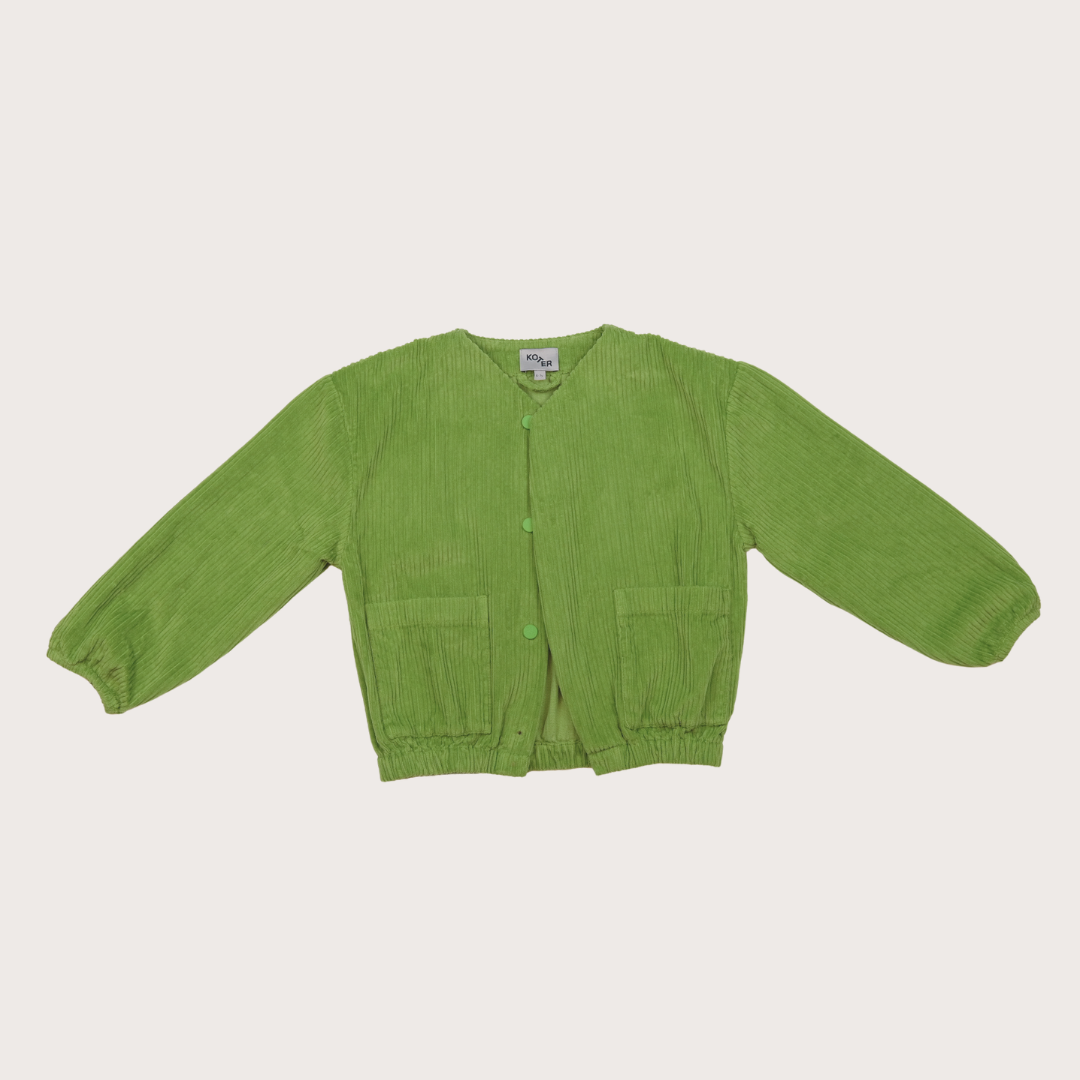 Senna corduroy jacket for kids in green- 100% cotton bomber style jacket by Studio Koter Portugal