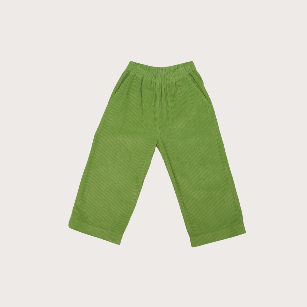 meadow green wide-leg corduroy trousers for children unisex design sustainable kidswear