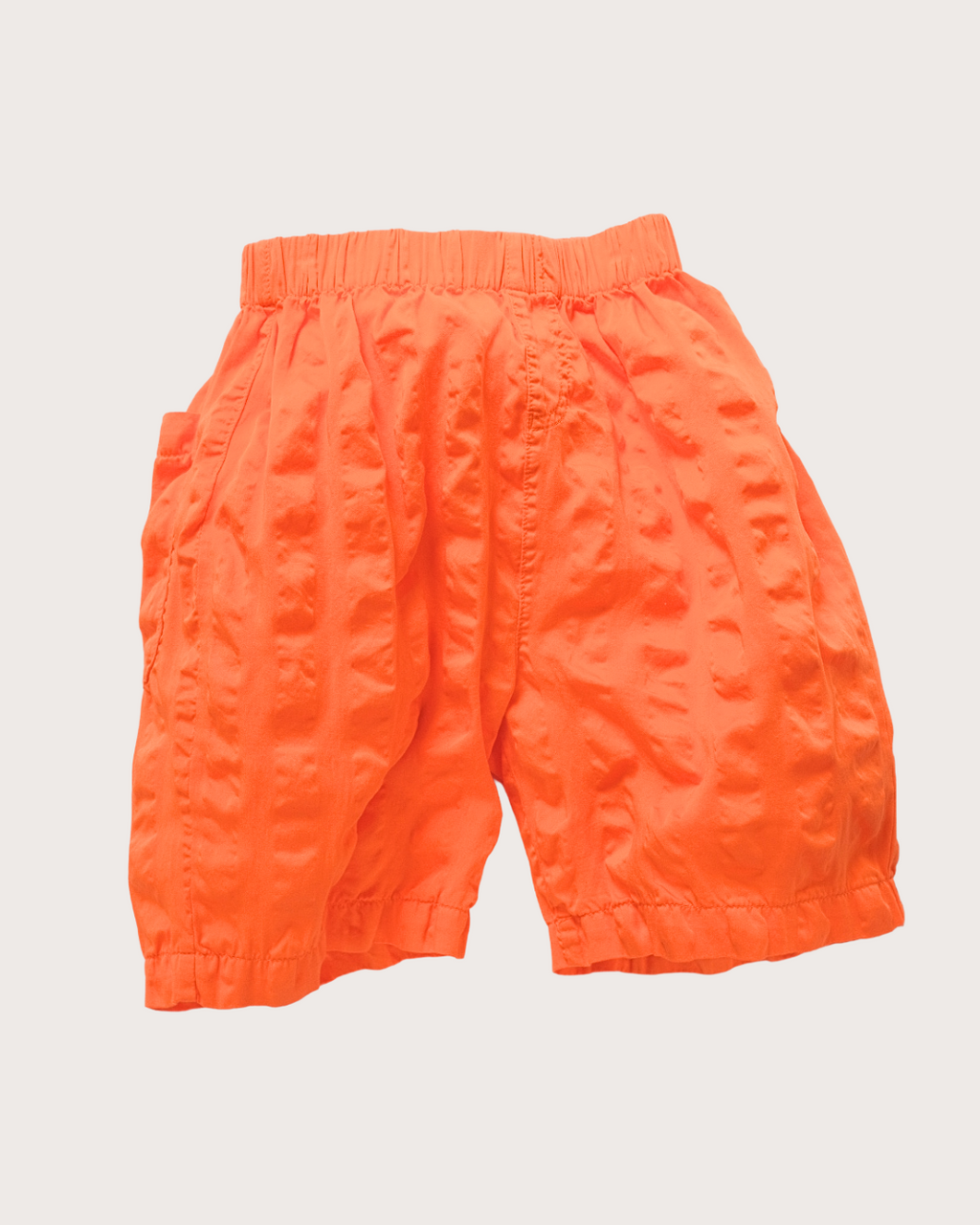 Orange giant seersucker unisex kids shorts in textured organic cotton