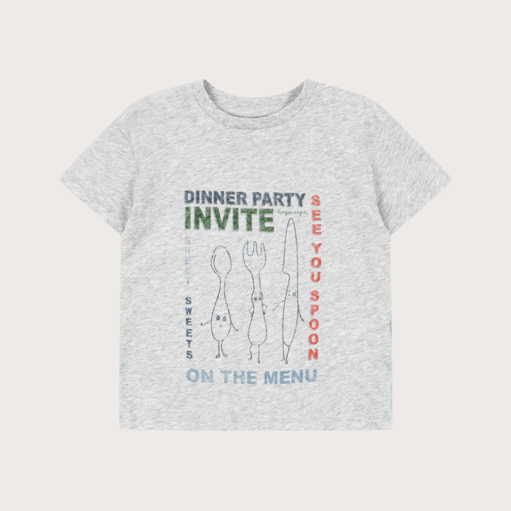 Konges Slojd Grey dinner party short sleeve t-shirt