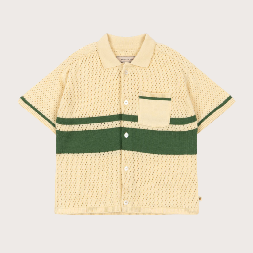 Konges Slojd Cream knit polo shirt