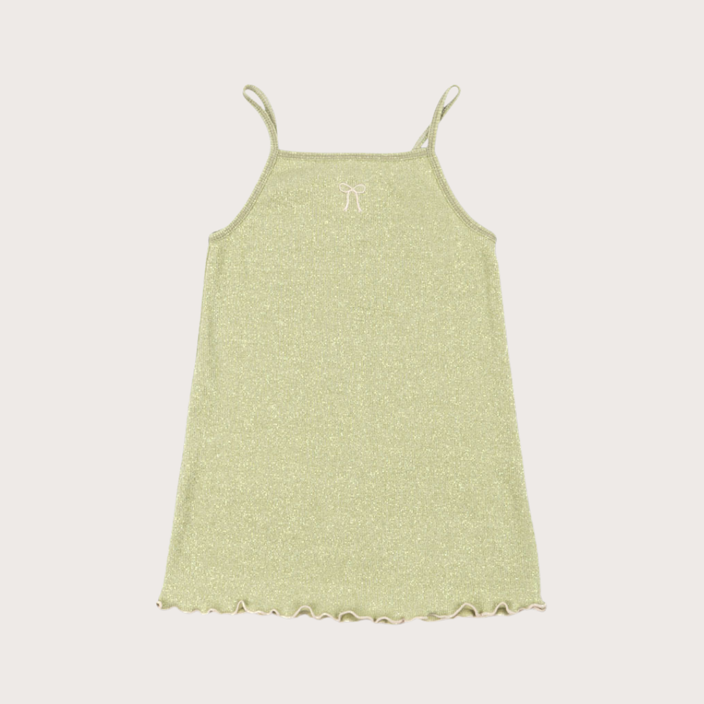 Konges Slojd Olive green shimmer strap dress