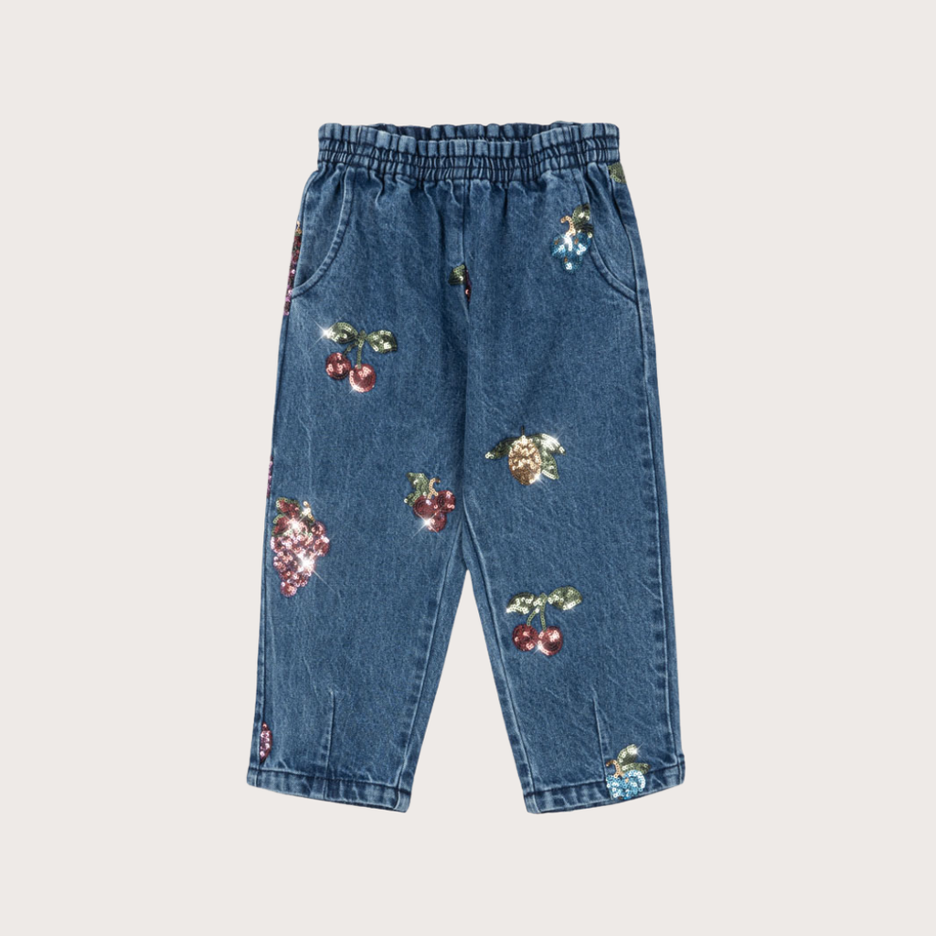 Konges Slojd Denim sequin fruits trousers