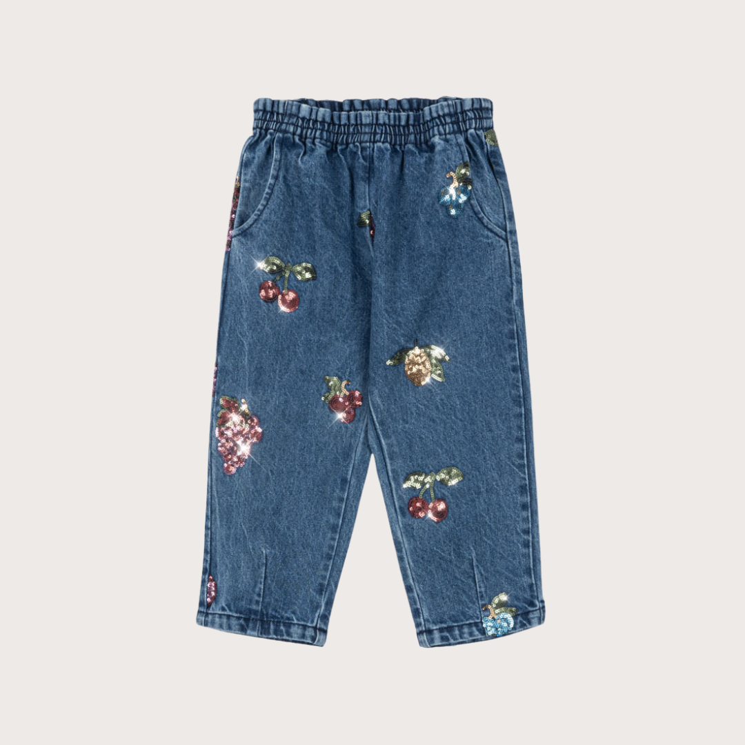 Konges Slojd Denim sequin fruits trousers