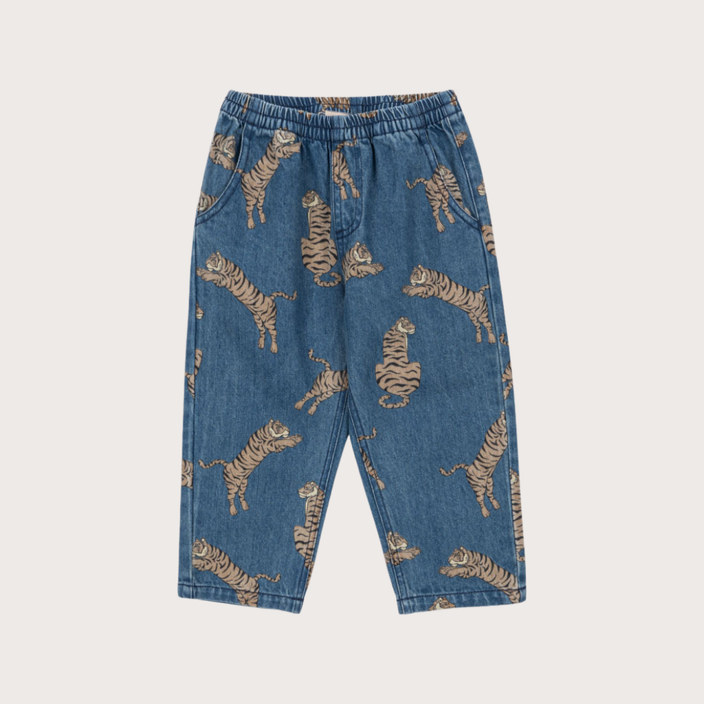 Konges Slojd Denim tiger print graphic trousers